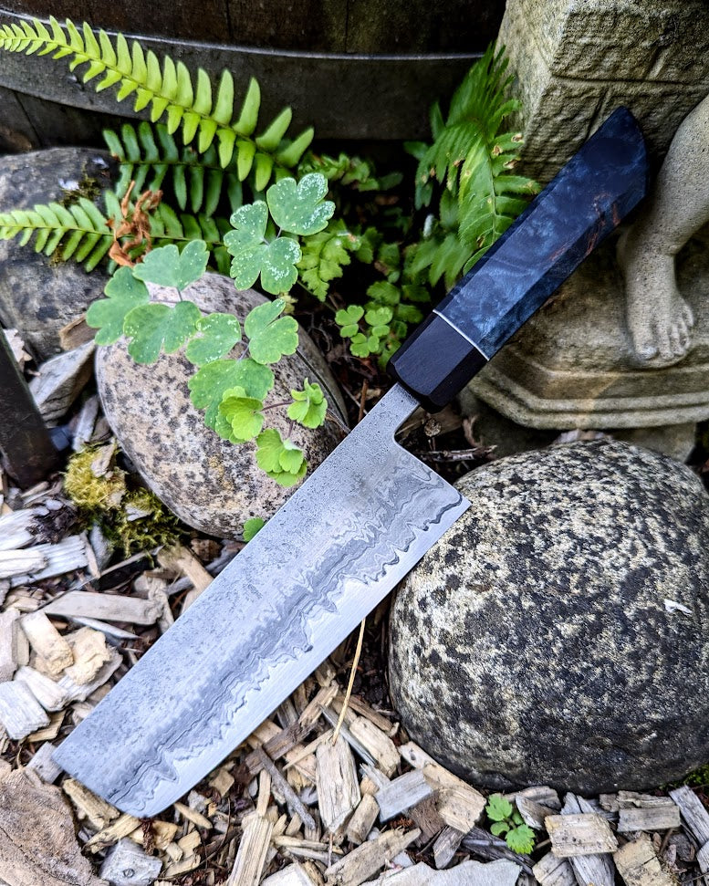 Nakiri (6.5") - Wrought Iron San Mai w/ Maple Burl
