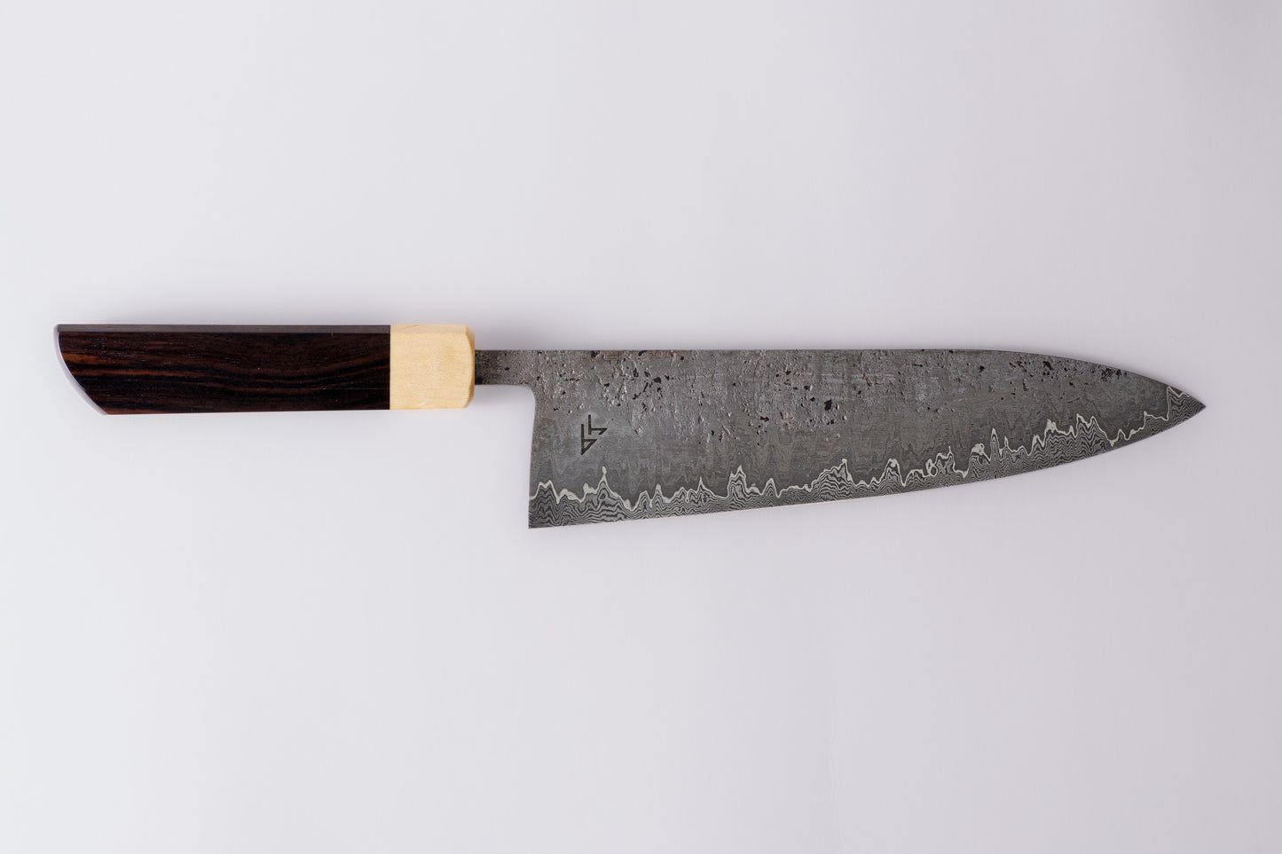 Sold - Custom Gyuto 205mm (8.1") - Wrought Iron and Ebony