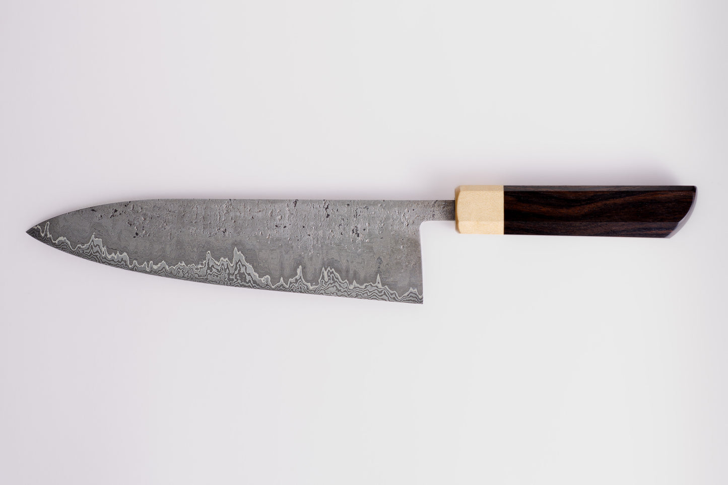 Sold - Custom Gyuto 205mm (8.1") - Wrought Iron and Ebony